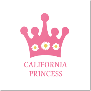 California Princess with Pink Crown and White Daisies Posters and Art